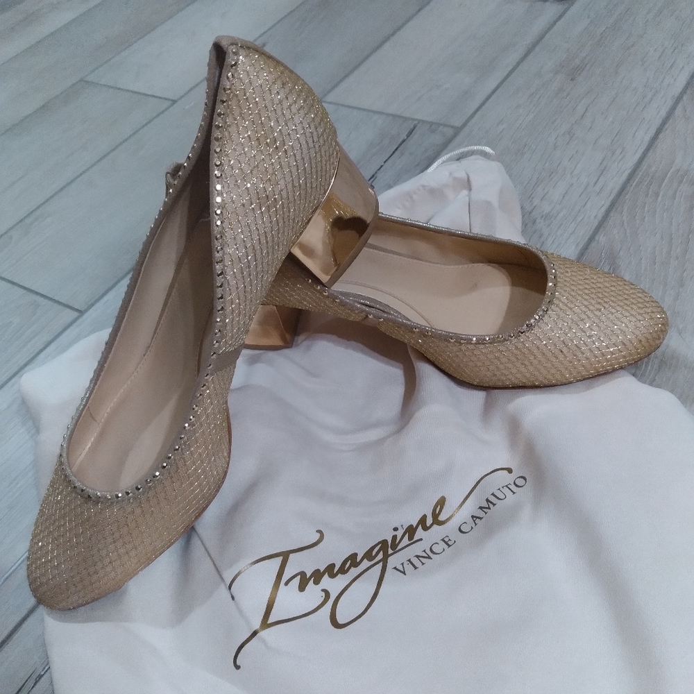 Imagine- Golden Block Heels